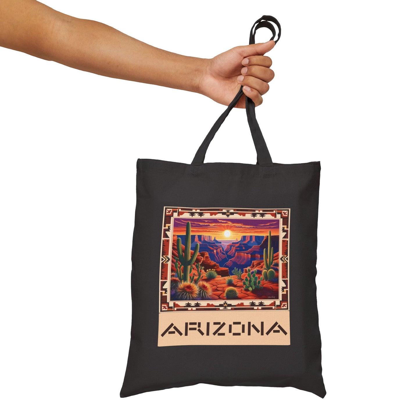 Arizona Sunset Cotton Canvas Tote Bag - Eco-Friendly Shopper for Nature Lovers