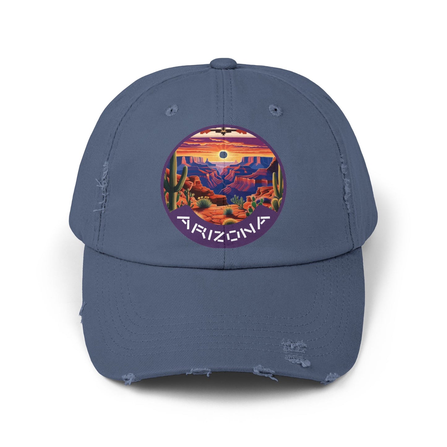 Vintage Arizona Distressed Cap | Unisex Baseball Hat with Sunset Design