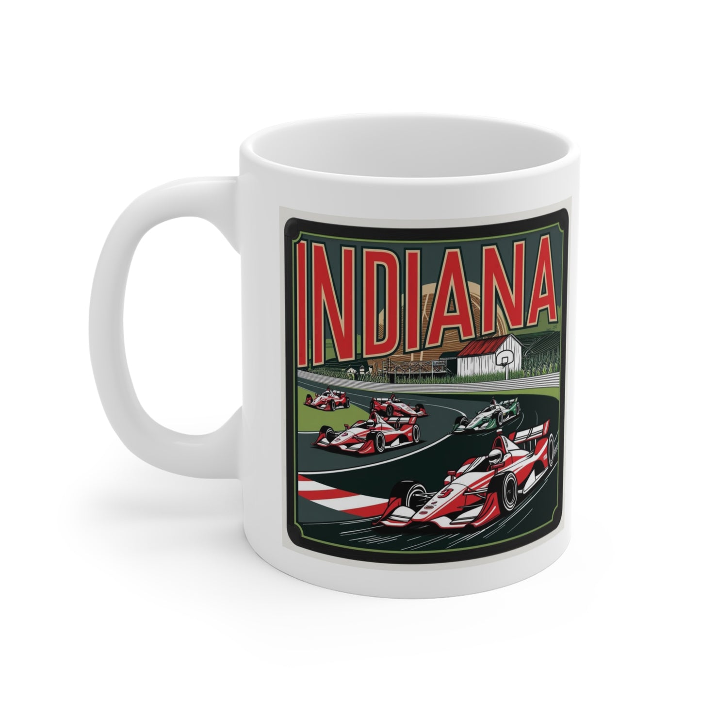Indiana Racing Mug - 11oz Vintage Auto Racing Design
