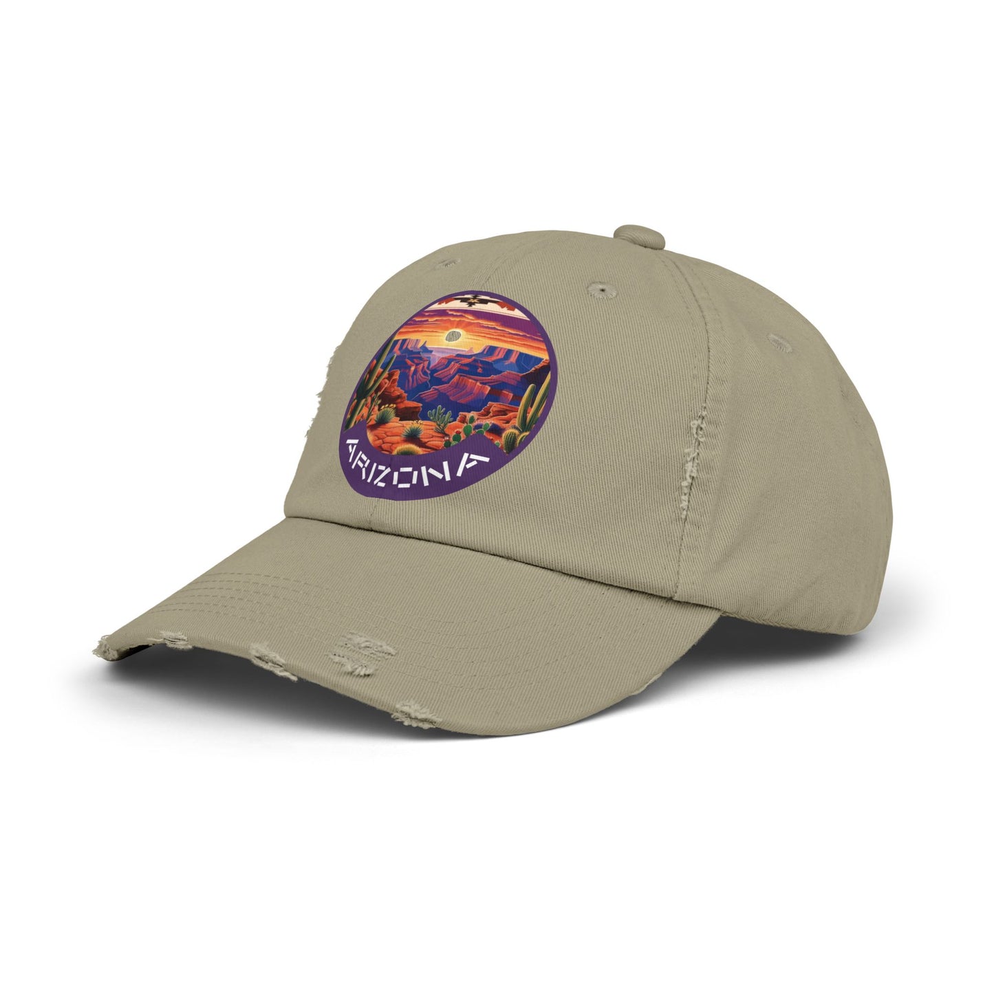 Vintage Arizona Distressed Cap | Unisex Baseball Hat with Sunset Design
