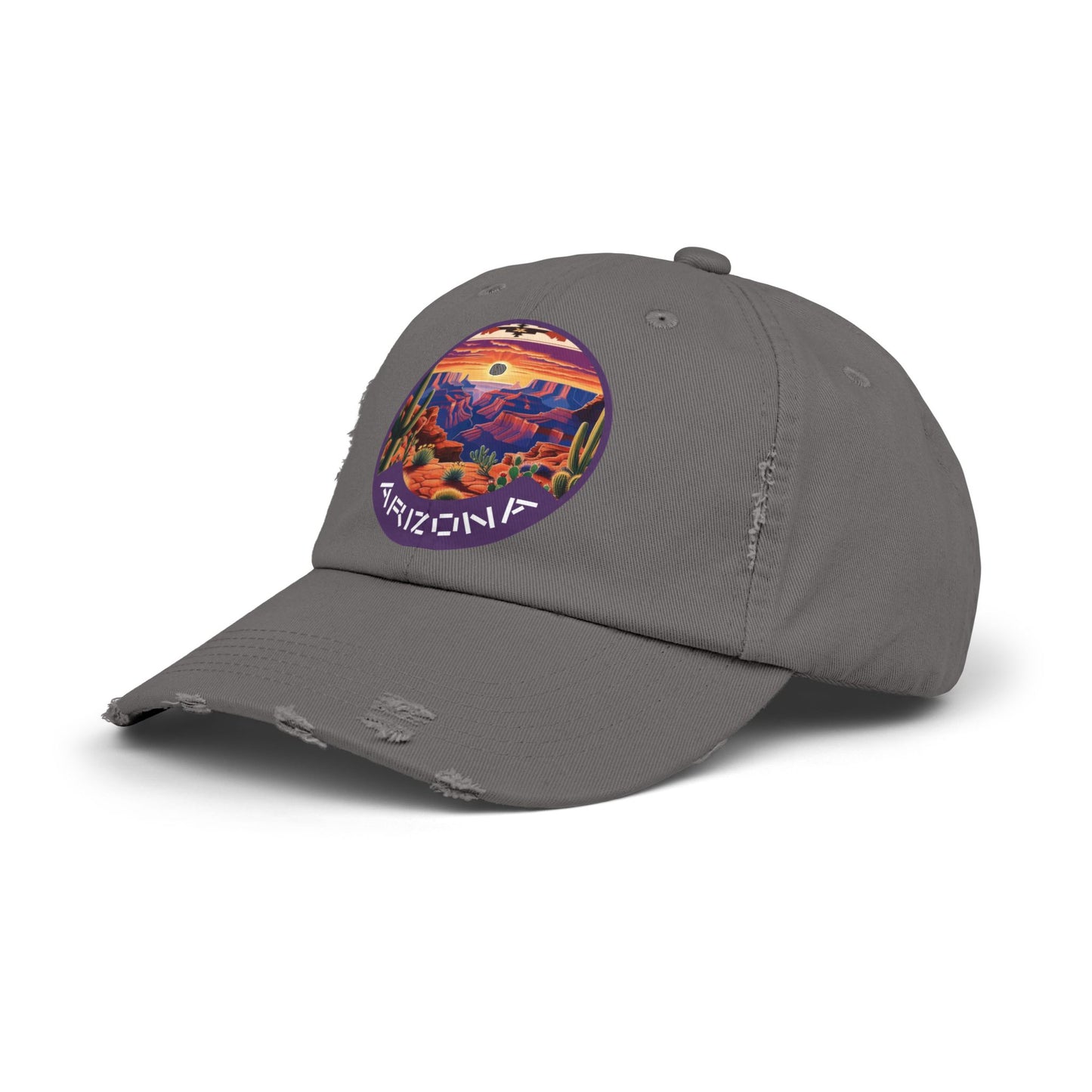 Vintage Arizona Distressed Cap | Unisex Baseball Hat with Sunset Design