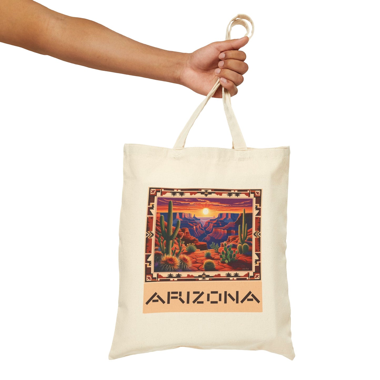 Arizona Sunset Cotton Canvas Tote Bag - Eco-Friendly Shopper for Nature Lovers