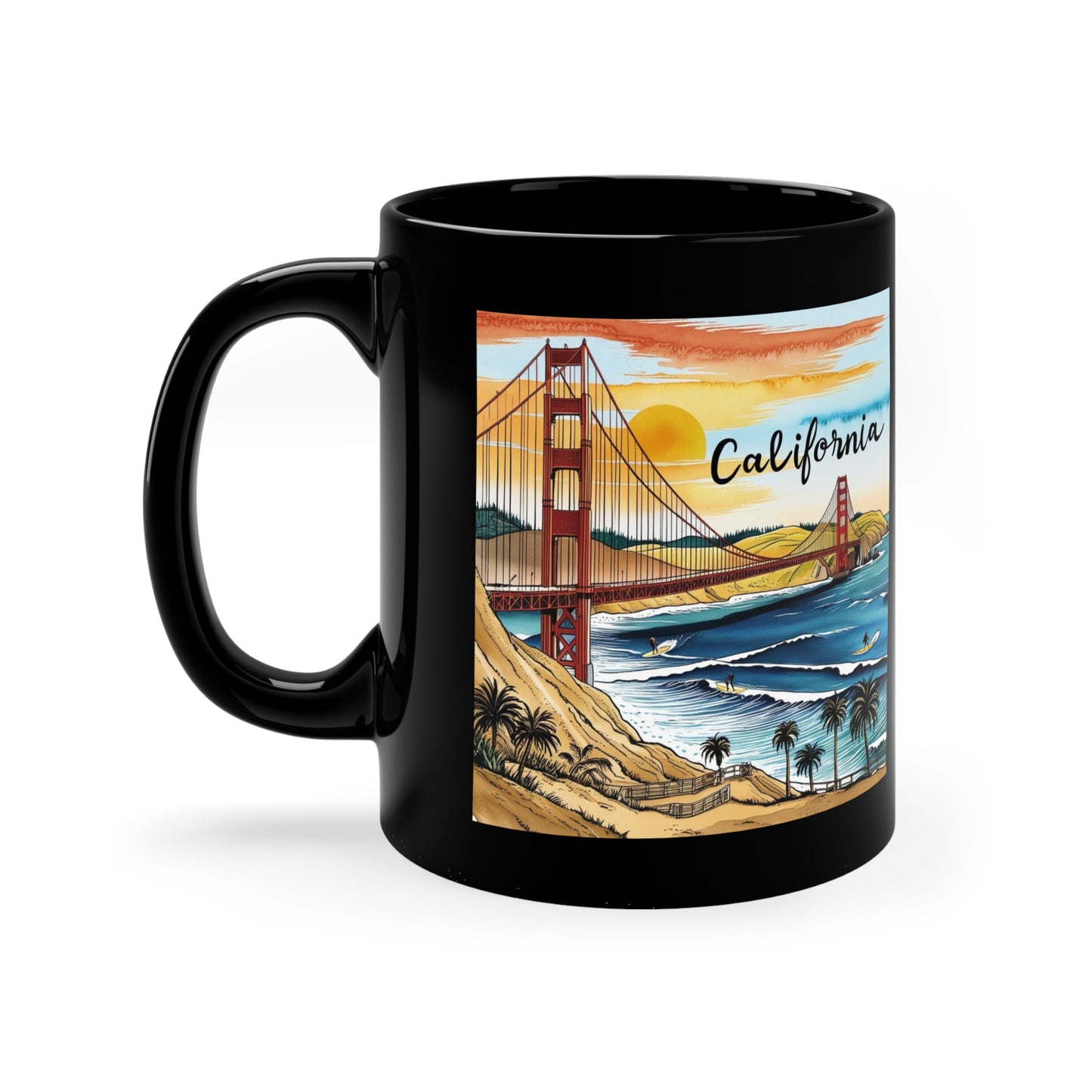 California Golden Gate Coffee Mug - 11oz Black Ceramic