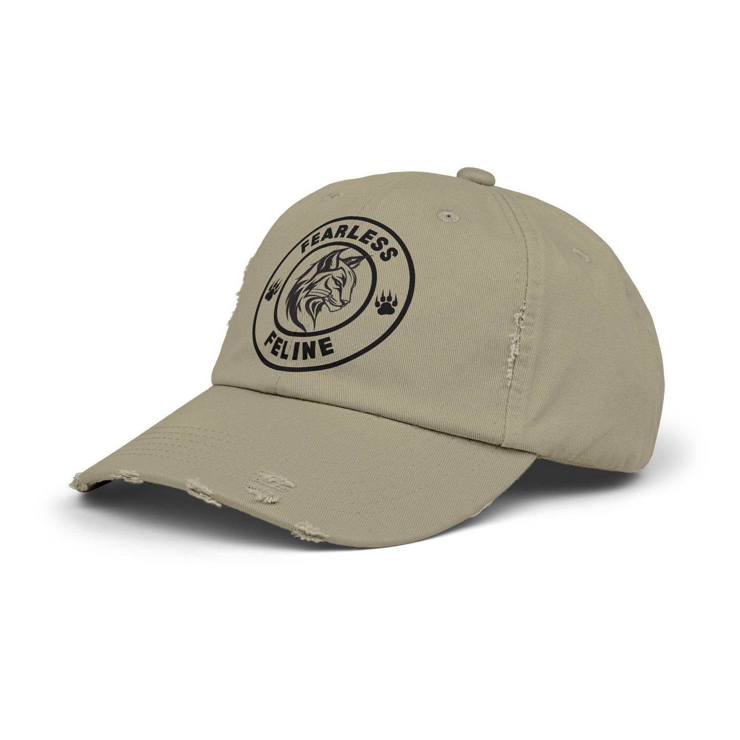 Fearless Feline Distressed Cap - Adjustable Hat