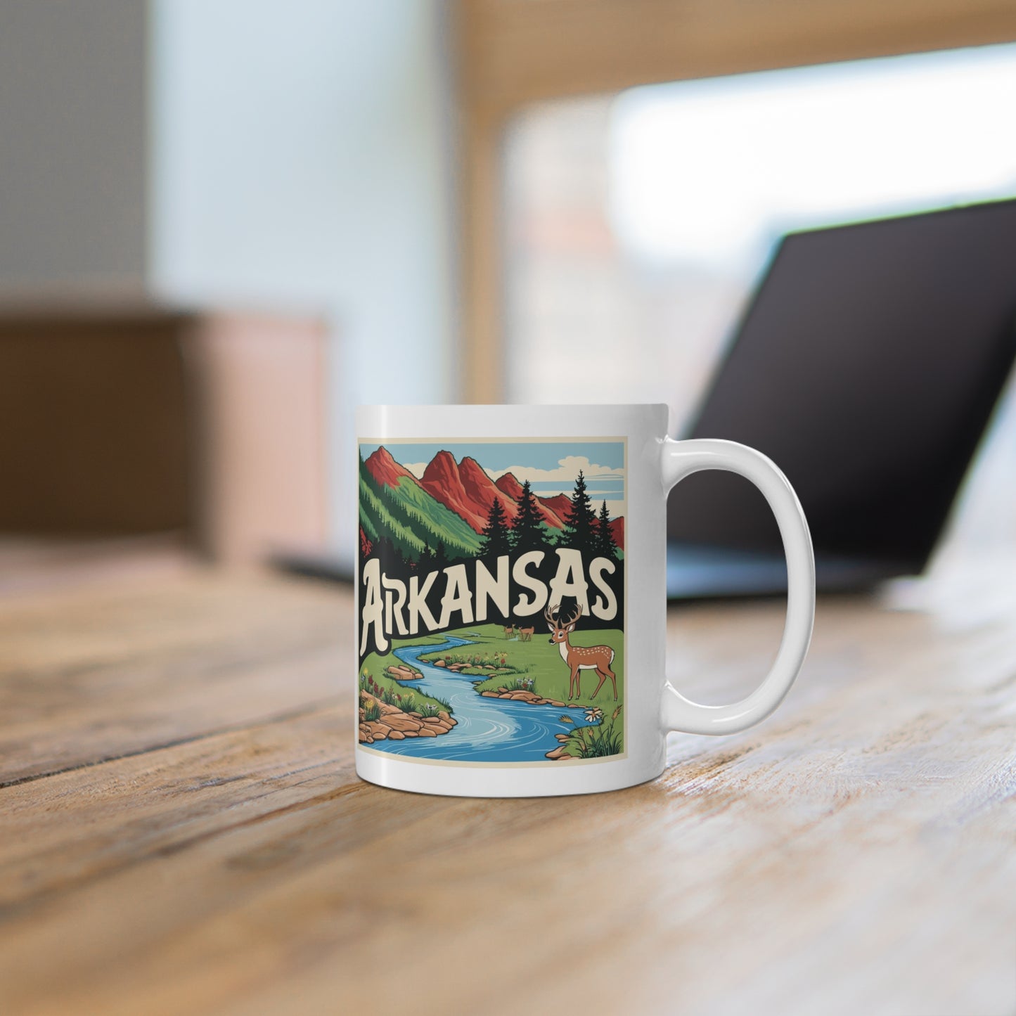 Vintage Arkansas Landscape Mug - 11oz Coffee Cup with Scenic Design