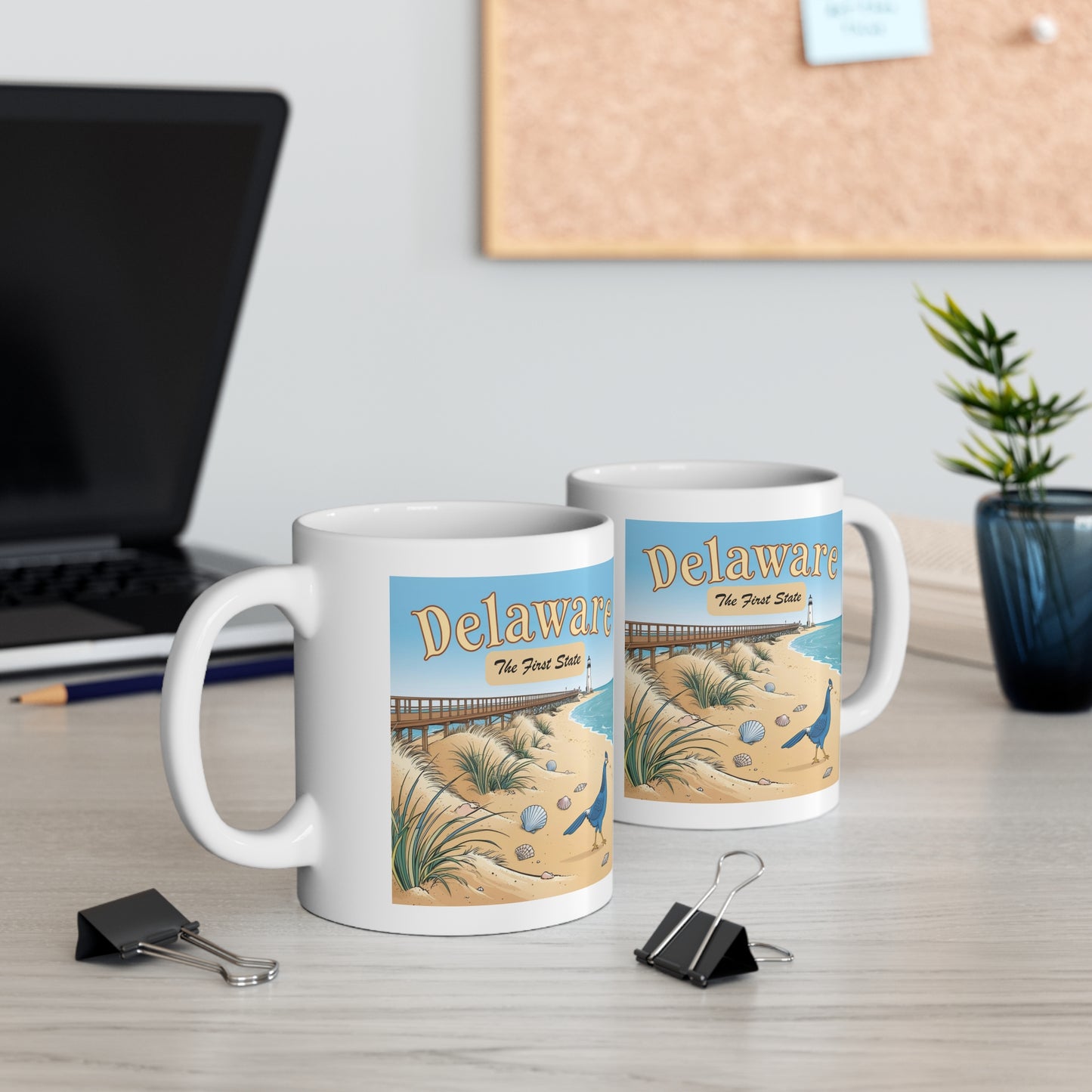 Delaware Coastal Scene 11oz Mug - Perfect for Beach Lovers and State Pride