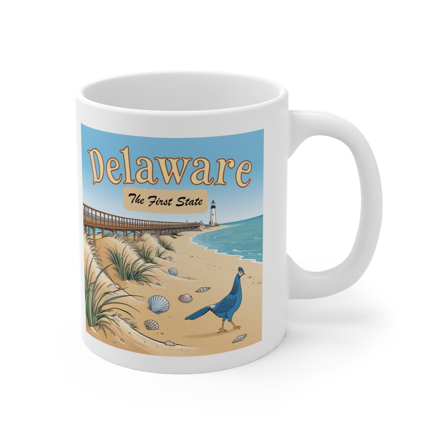 Delaware Coastal Scene 11oz Mug - Perfect for Beach Lovers and State Pride