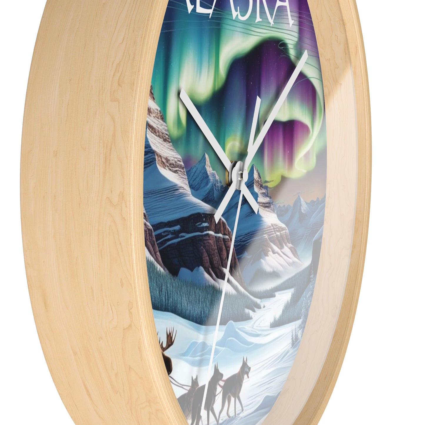 Alaska Themed Wall Clock with Aurora Design - Ideal for Home Decor and Gift