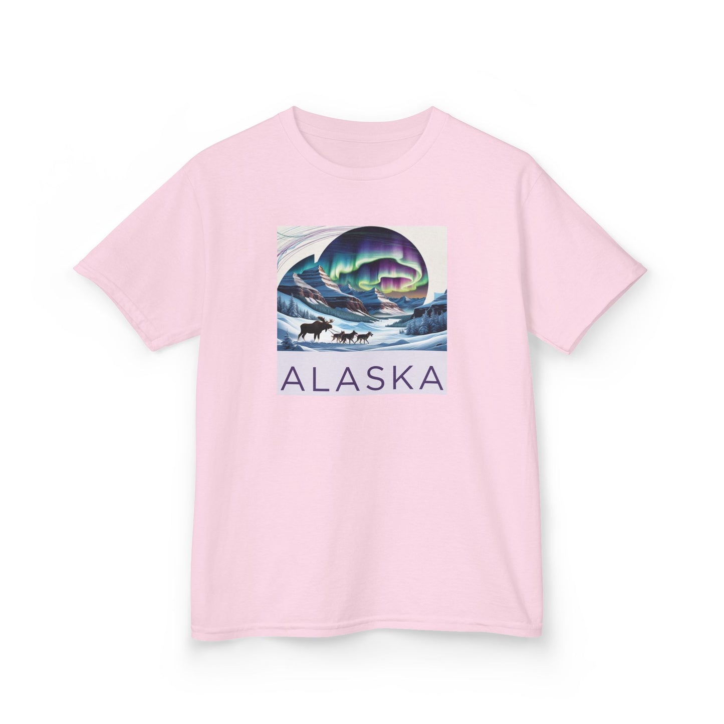 Kids Heavy Cotton™ Tee - Vintage Alaska Aurora Design