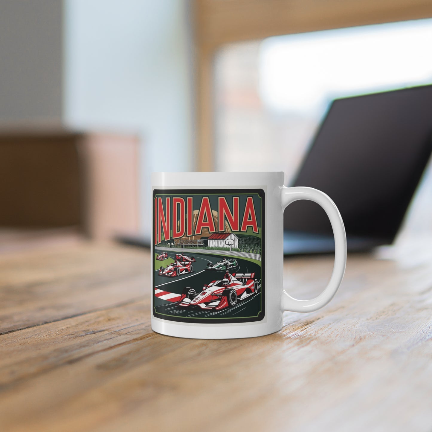Indiana Racing Mug - 11oz Vintage Auto Racing Design