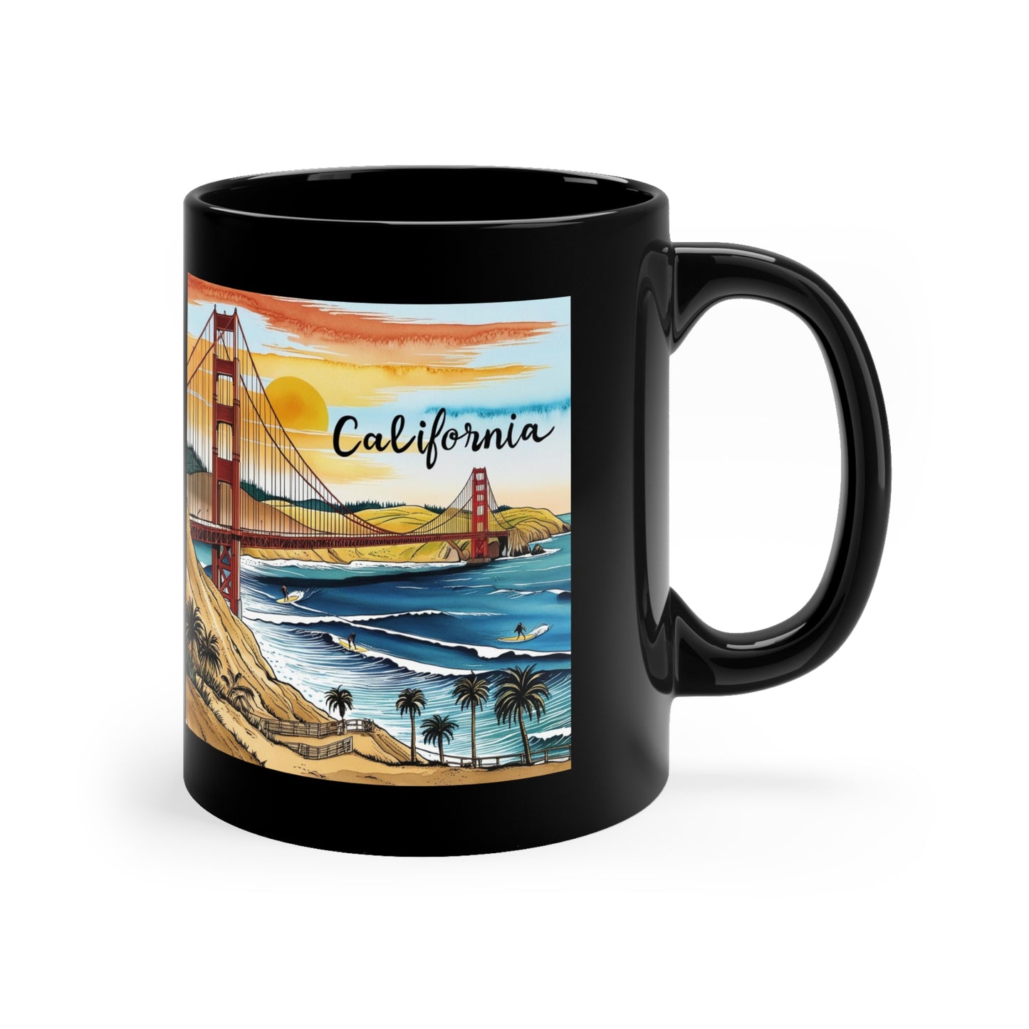 California Golden Gate Coffee Mug - 11oz Black Ceramic