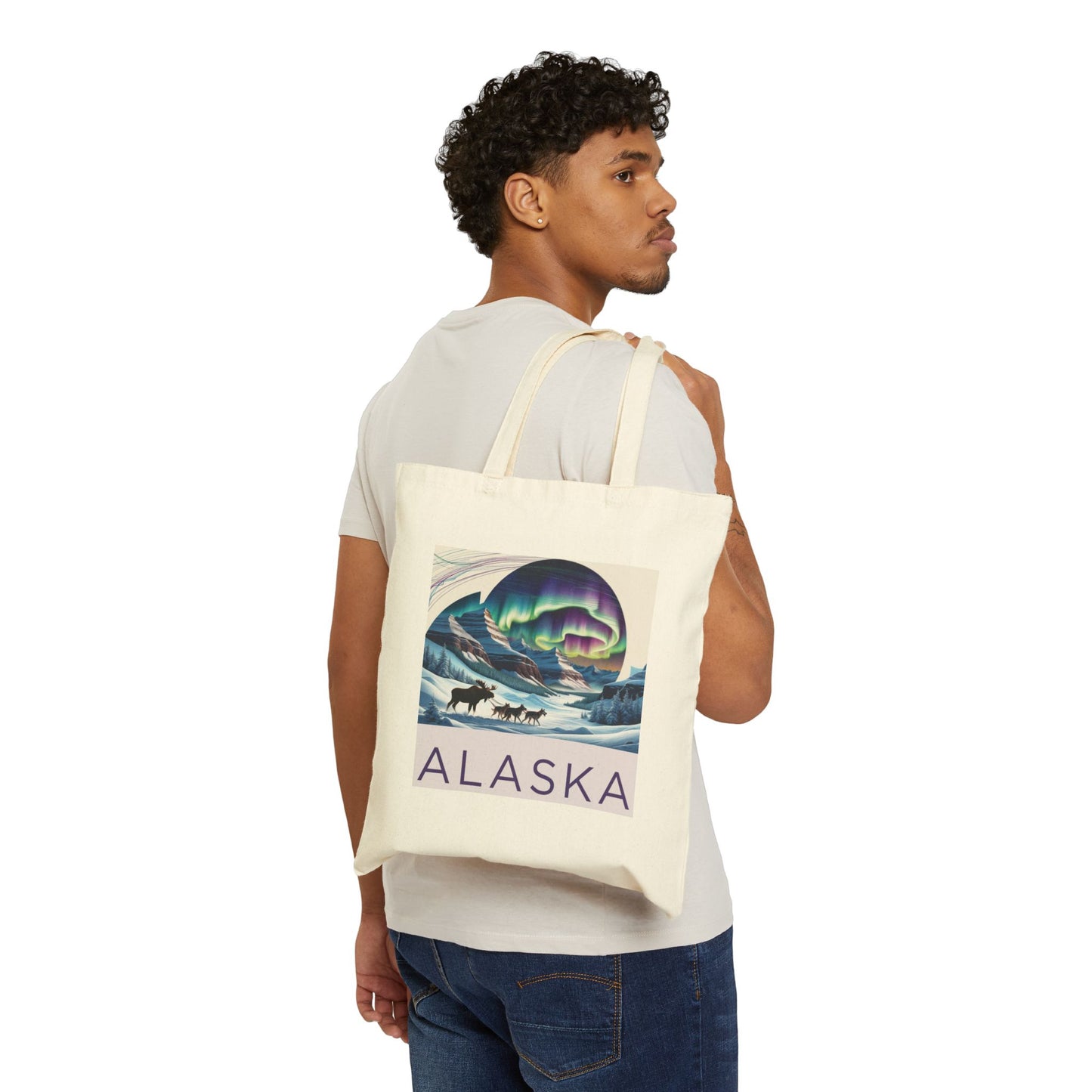 Alaska Northern Lights Cotton Canvas Tote Bag - Eco-Friendly Travel Accessory