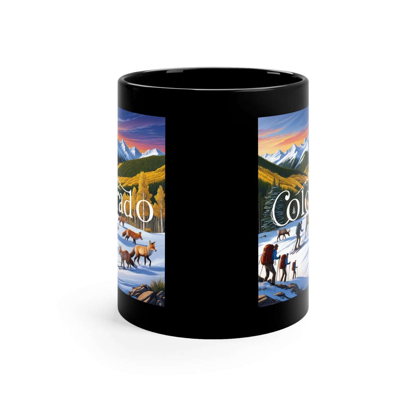 Colorado Adventure Black Coffee Mug - Scenic Landscape Design for Nature Lovers