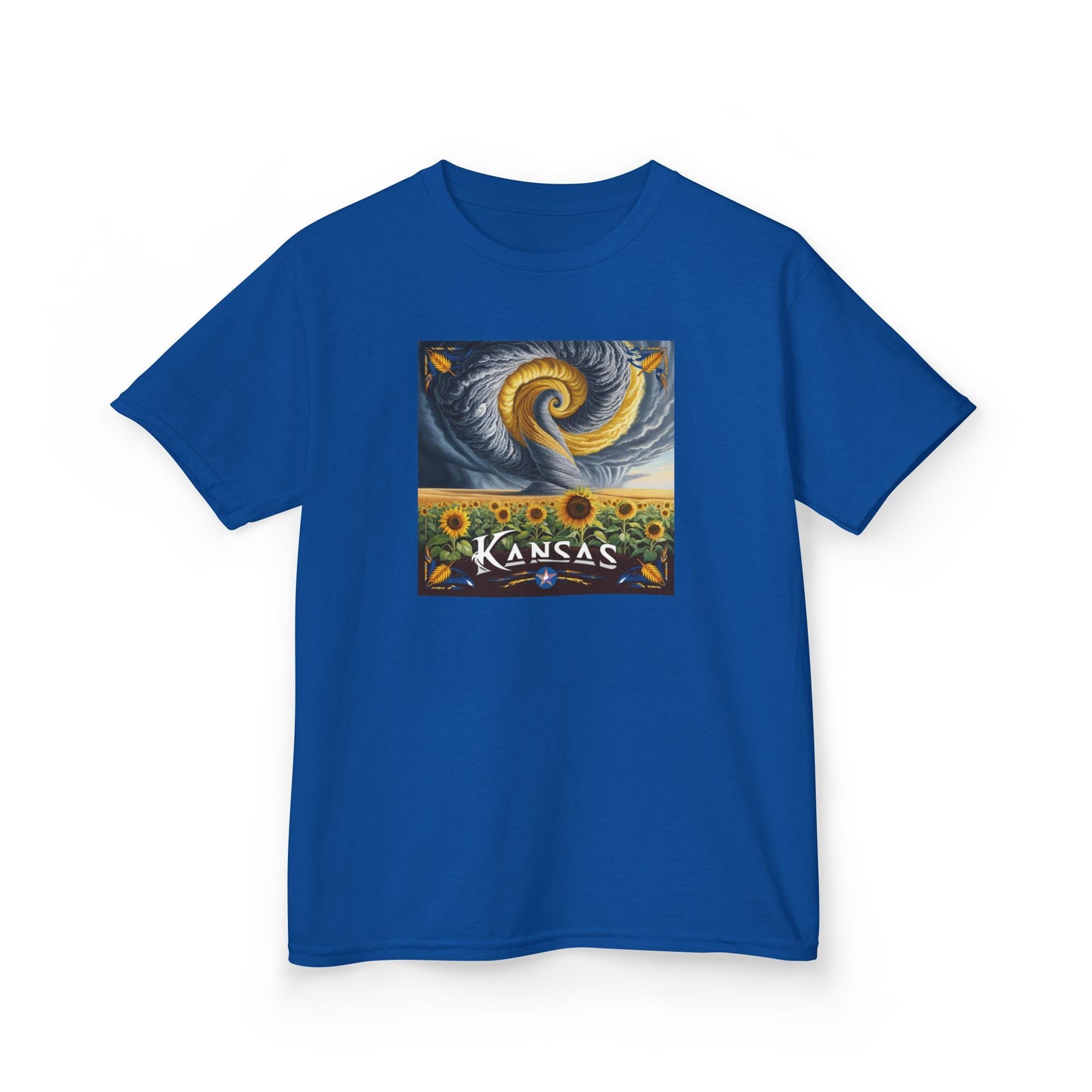 Kansas Sunflower Kids Heavy Cotton Tee - Vibrant Nature Design