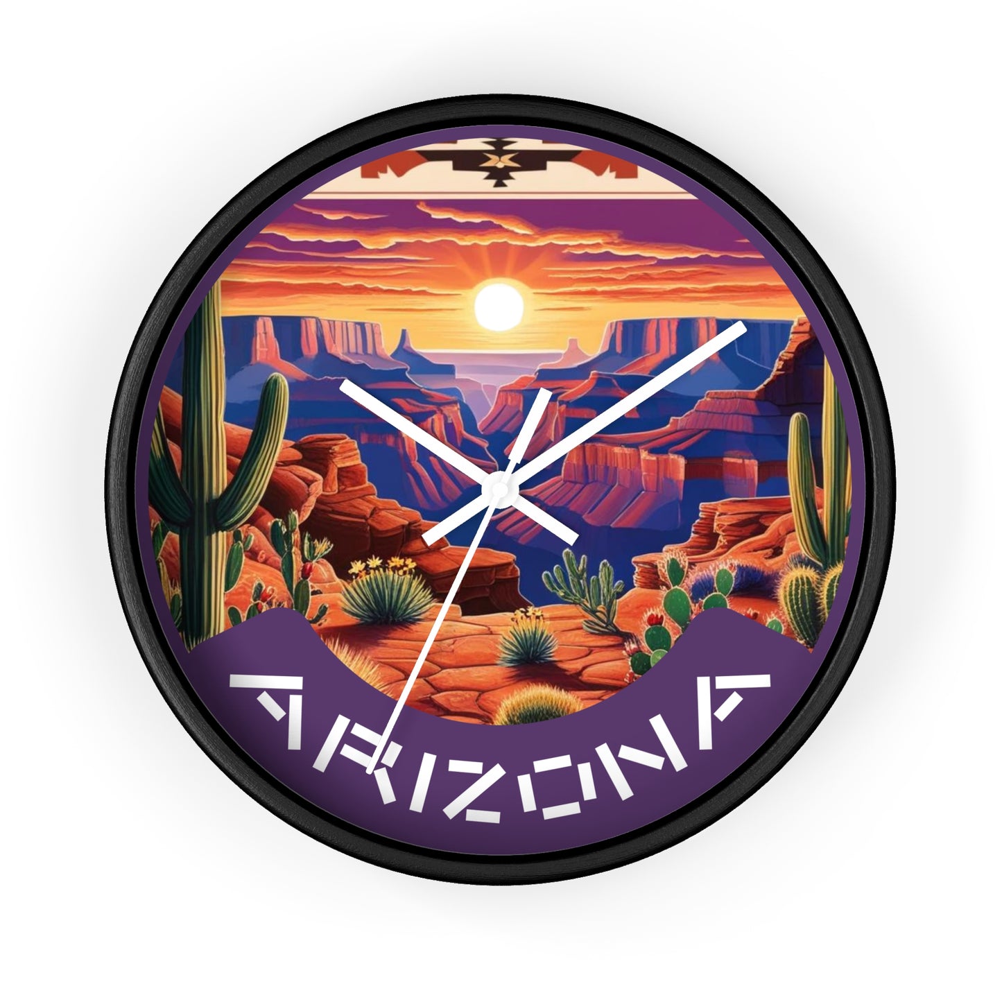 Desert Sunset Arizona Wall Clock - Vibrant Landscape Decor