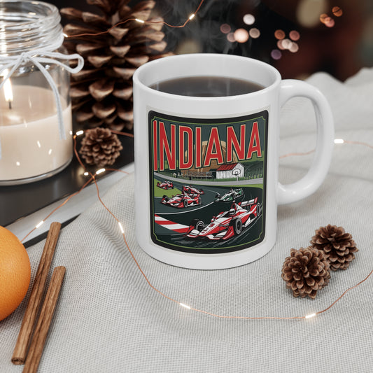 Indiana Racing Mug - 11oz Vintage Auto Racing Design