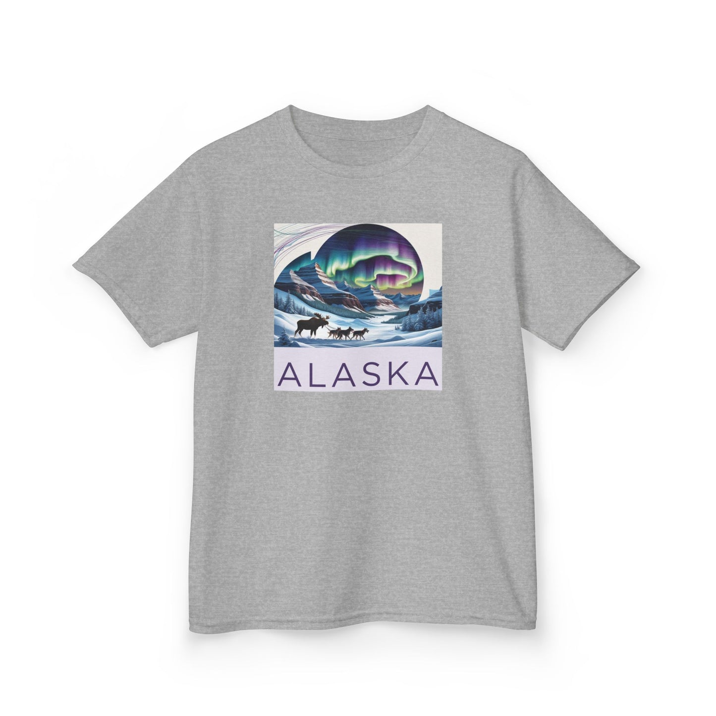 Kids Heavy Cotton™ Tee - Vintage Alaska Aurora Design