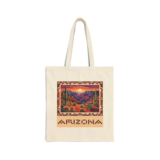 Arizona Sunset Cotton Canvas Tote Bag - Eco-Friendly Shopper for Nature Lovers
