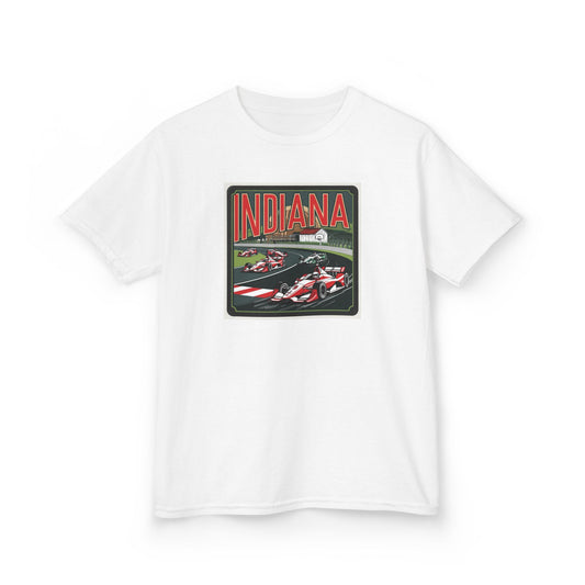 Kids Race Car Tee - Indiana Racing Design for Young Speedsters