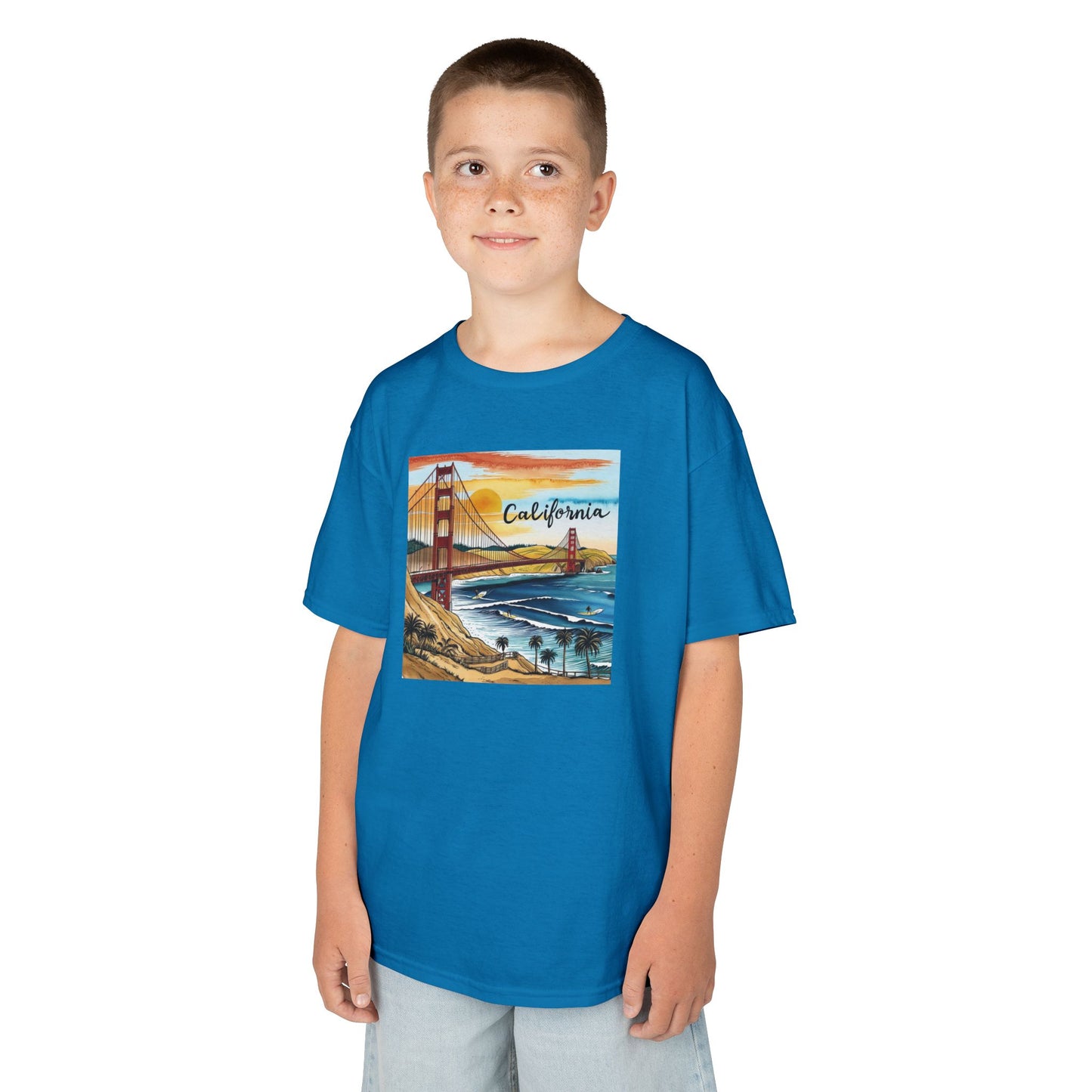 California Sunset Kids Heavy Cotton Tee – Retro Cool Graphic T-Shirt