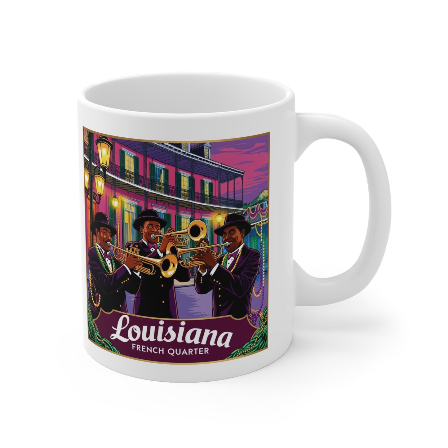 New Orleans Jazz Mug - 11oz French Quarter Design for Music Lovers