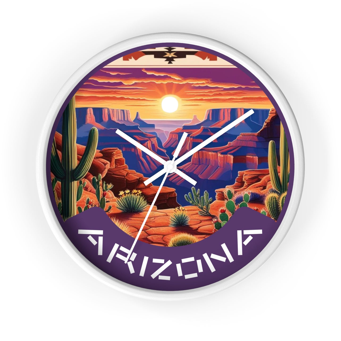 Desert Sunset Arizona Wall Clock - Vibrant Landscape Decor