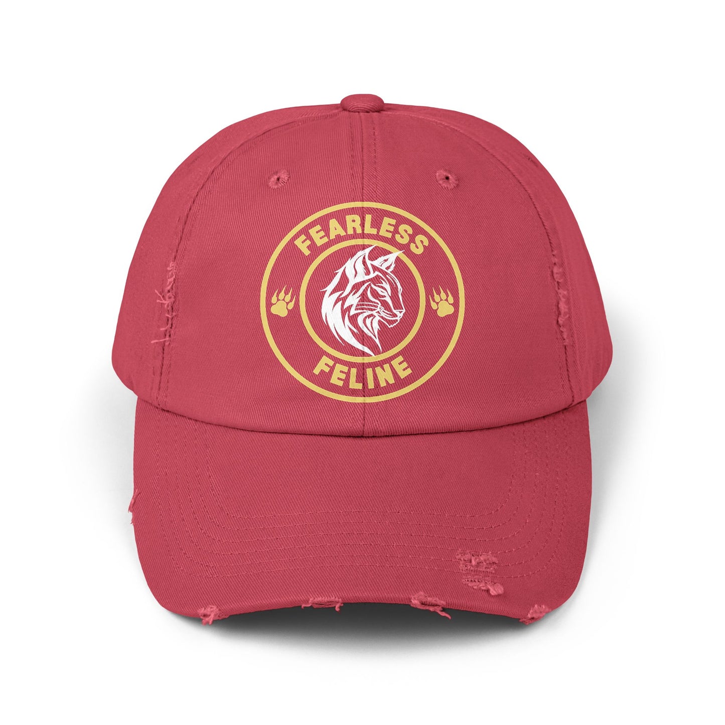 Fearless Feline Distressed Cap - Adjustable Hat