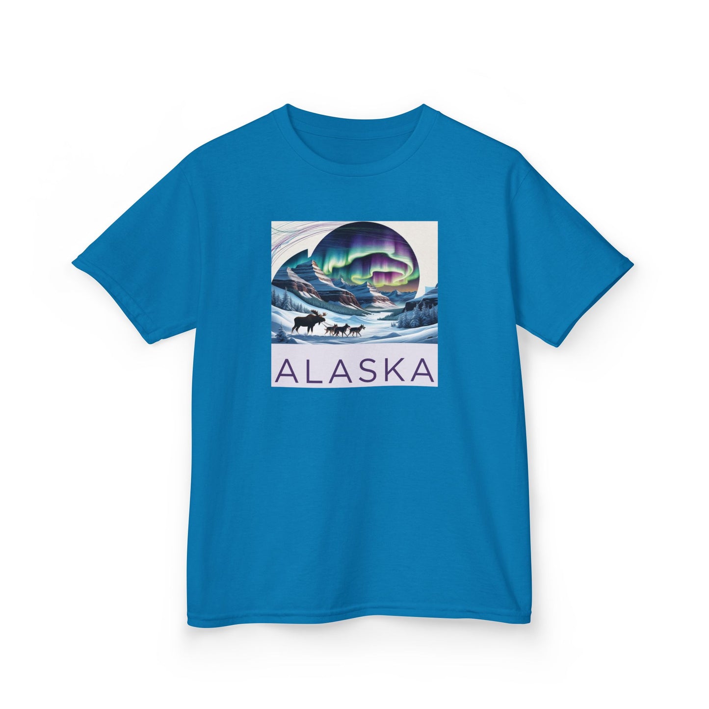 Kids Heavy Cotton™ Tee - Vintage Alaska Aurora Design