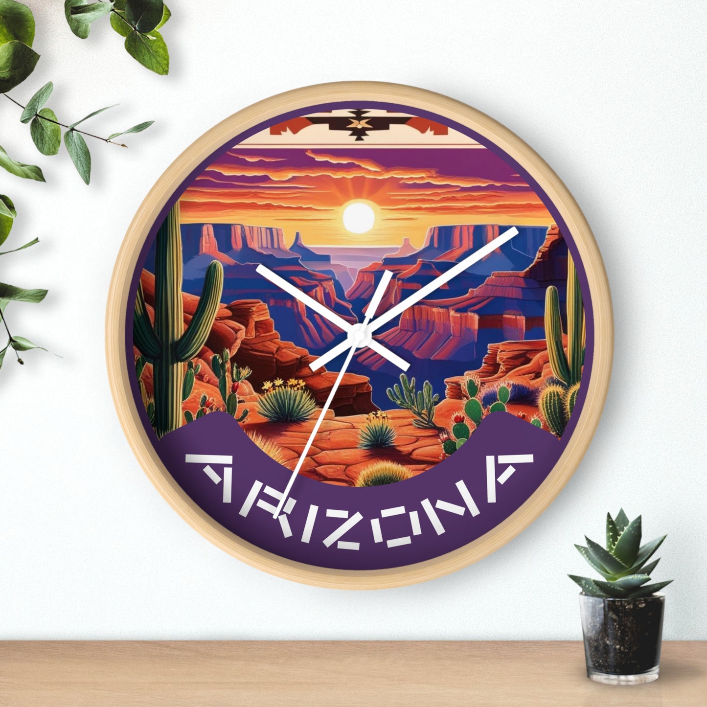 Desert Sunset Arizona Wall Clock - Vibrant Landscape Decor