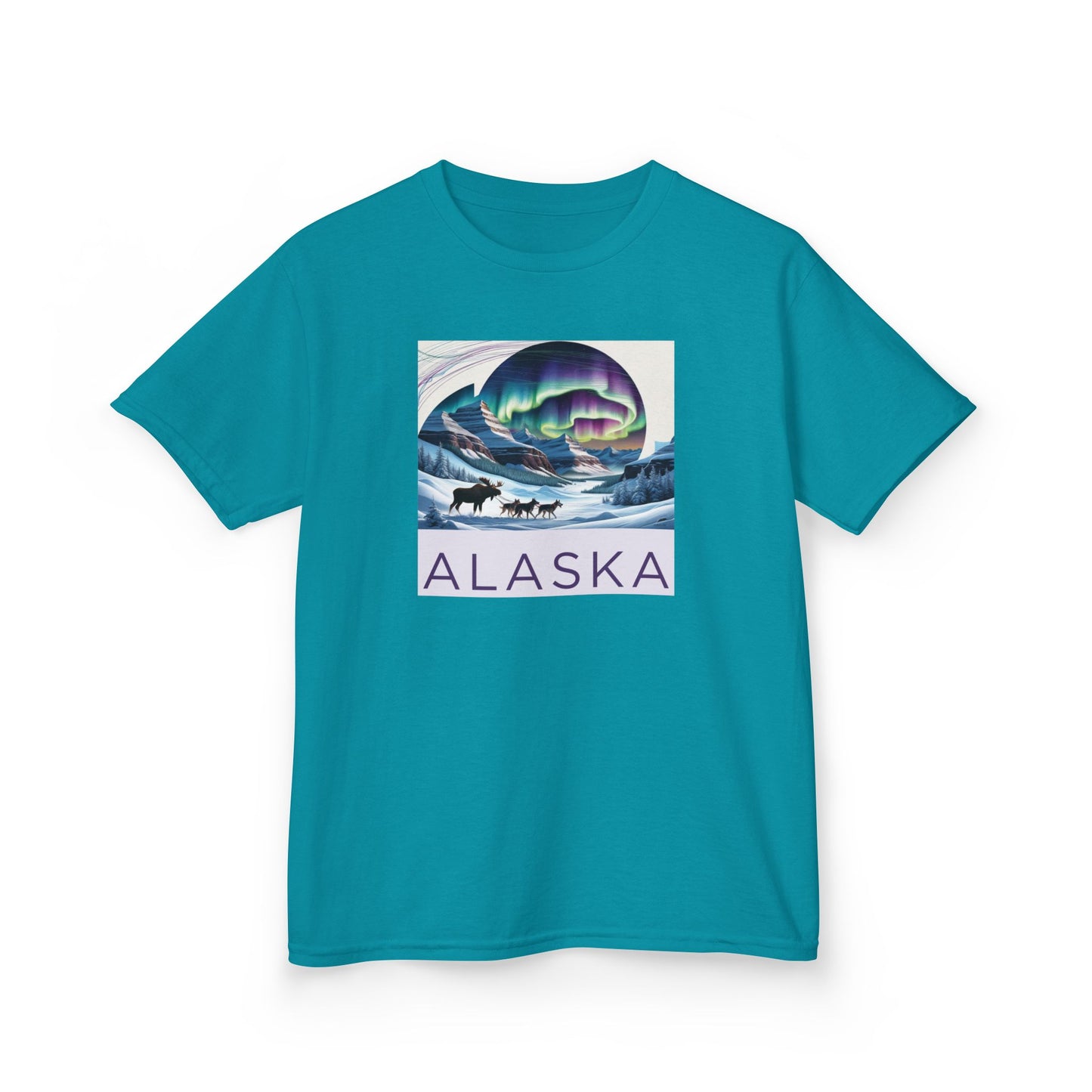 Kids Heavy Cotton™ Tee - Vintage Alaska Aurora Design