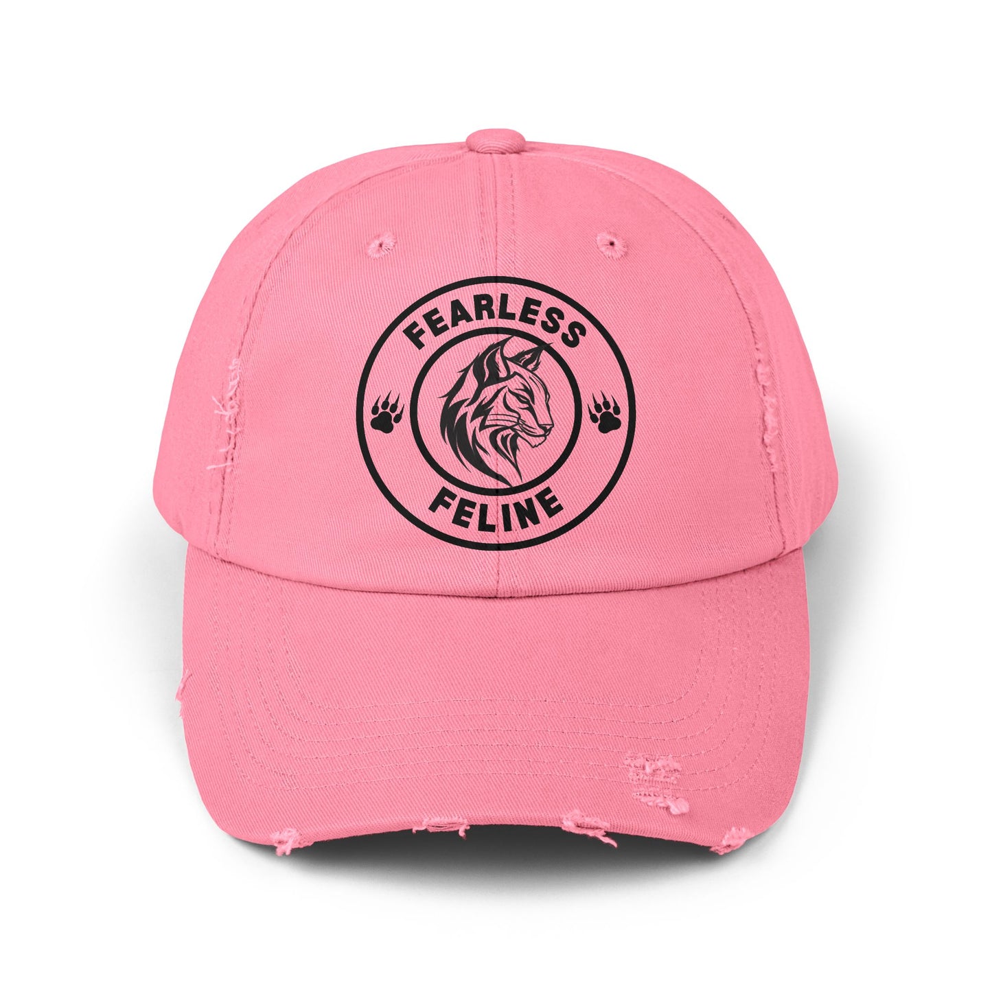 Fearless Feline Distressed Cap - Adjustable Hat