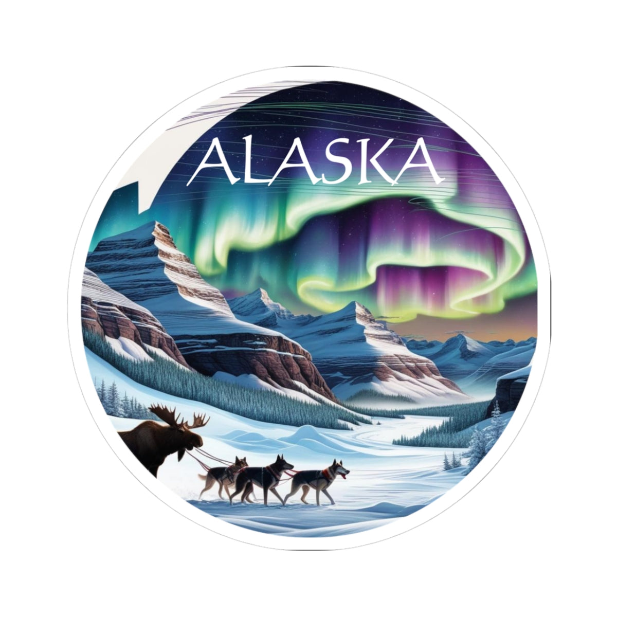 Alaska Aurora Kiss-Cut Stickers - Scenic Wildlife Design for Nature Enthusiasts