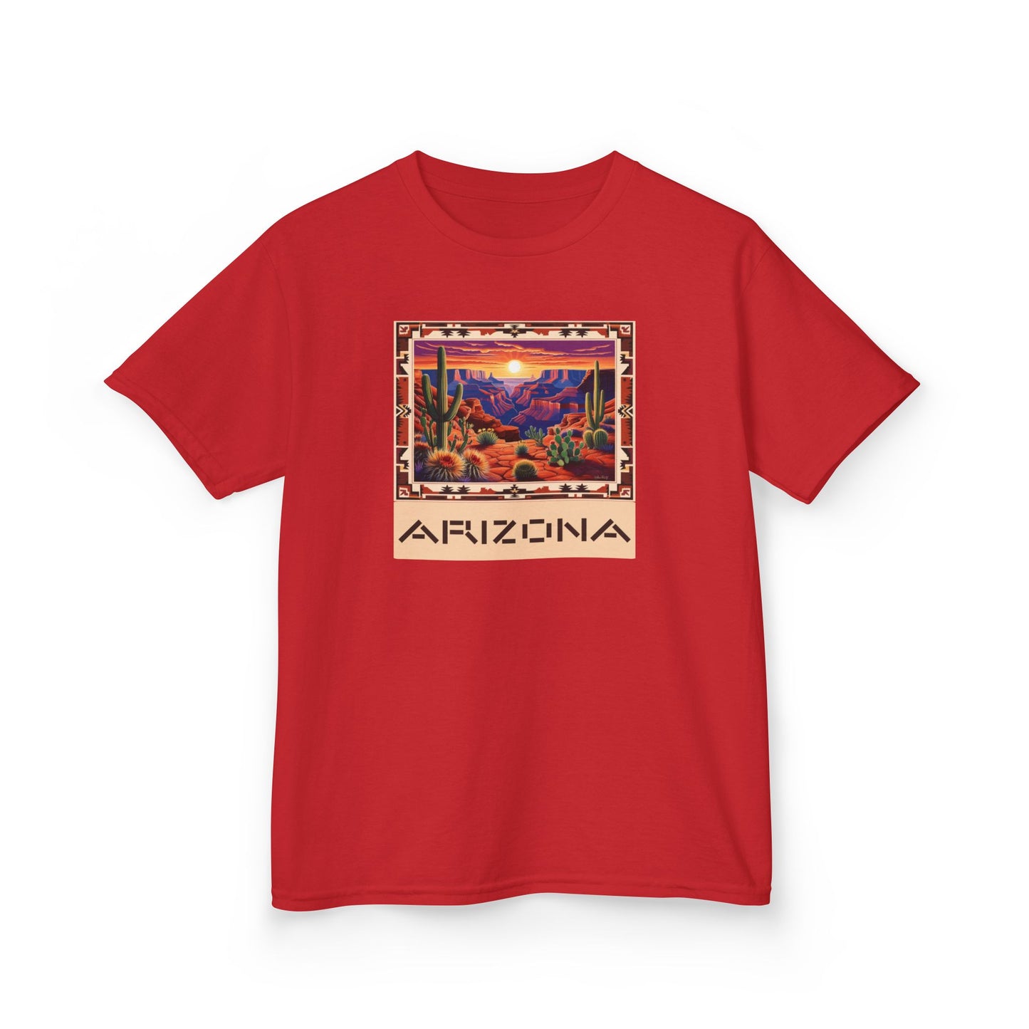 Arizona Kids Heavy Cotton Tee - Vibrant Desert Scene T-Shirt