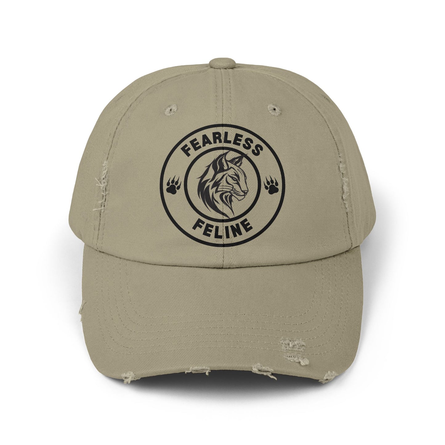 Fearless Feline Distressed Cap - Adjustable Hat