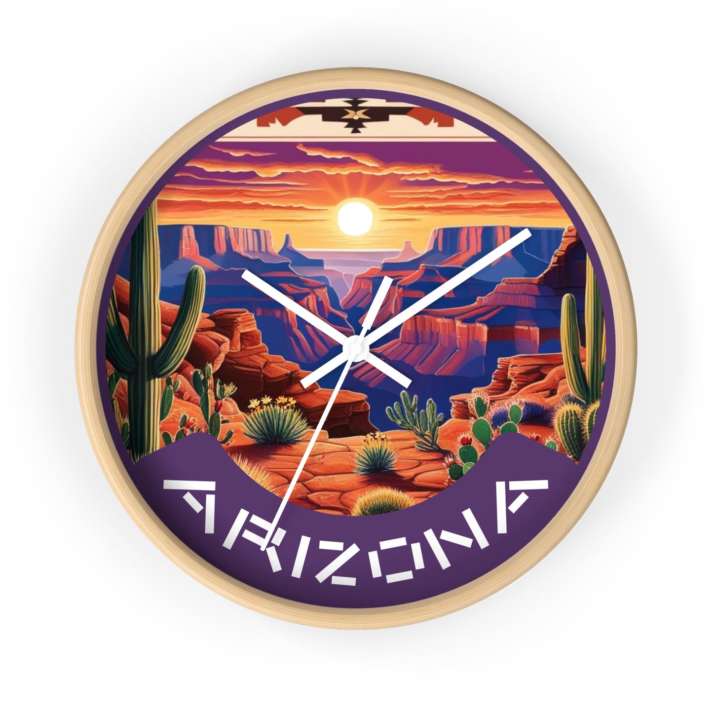 Desert Sunset Arizona Wall Clock - Vibrant Landscape Decor