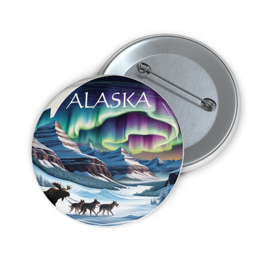 Alaska Aurora Borealis Custom Pin Buttons - Unique Lapel Accessories