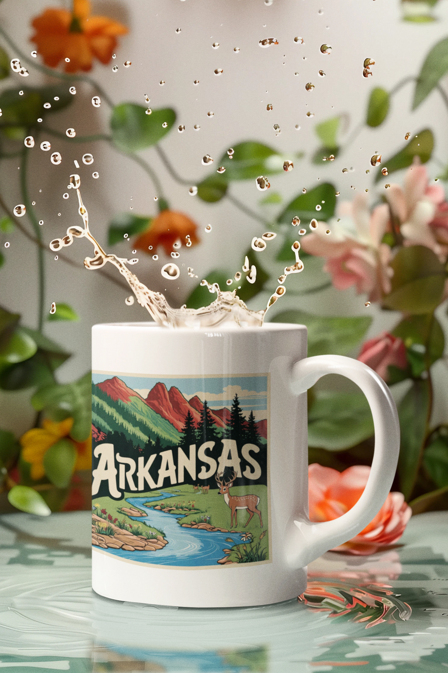 Vintage Arkansas Landscape Mug - 11oz Coffee Cup with Scenic Design