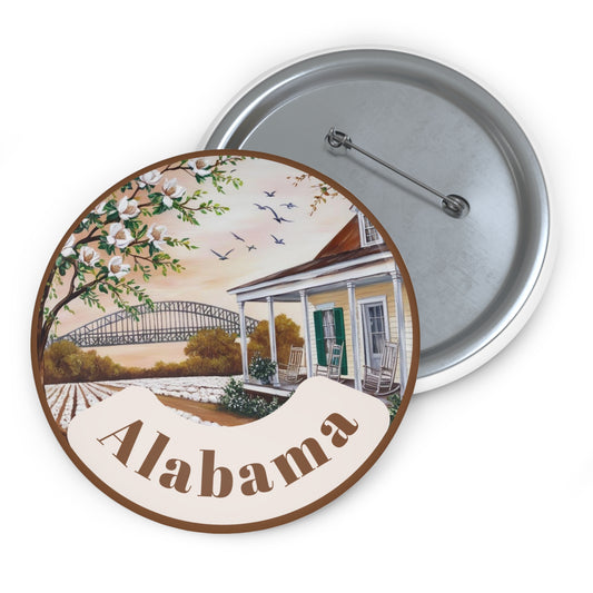 Custom Alabama Pin Buttons - Vintage Style Collectible Badges