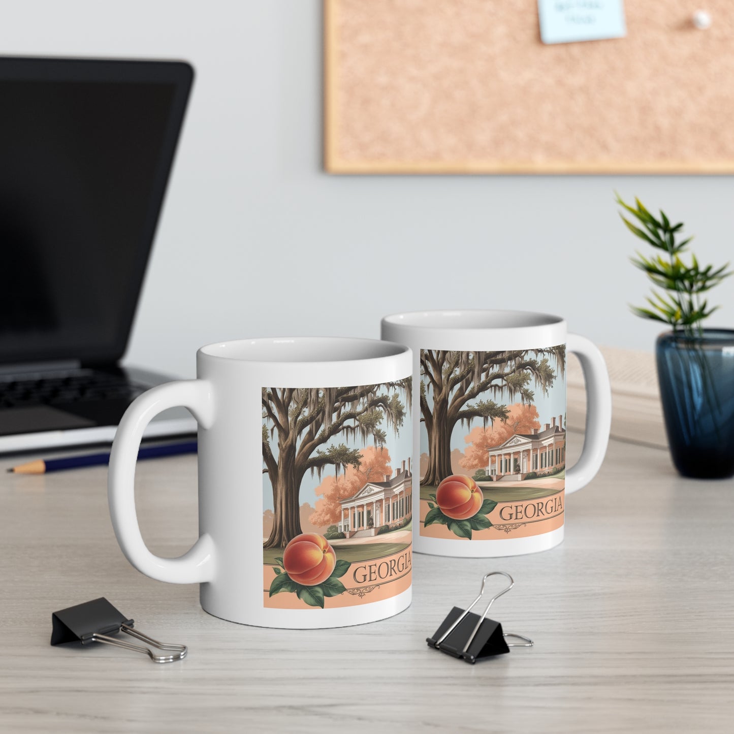 Georgia Peach Mug - 11oz - Charming Southern Decor for Home or Gifts