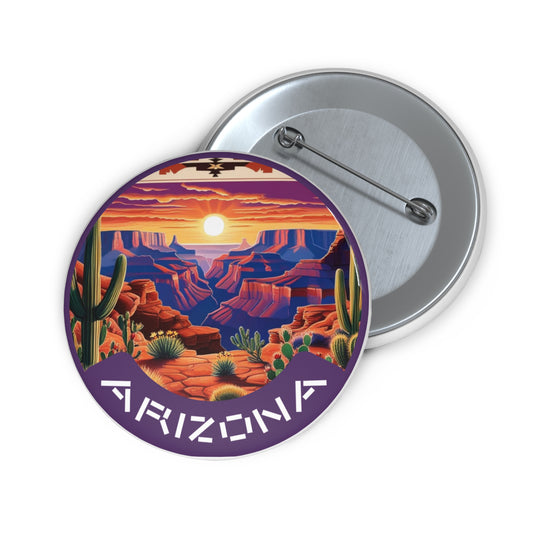 Custom Arizona Landscape Pin Buttons - Vibrant Cactus Design