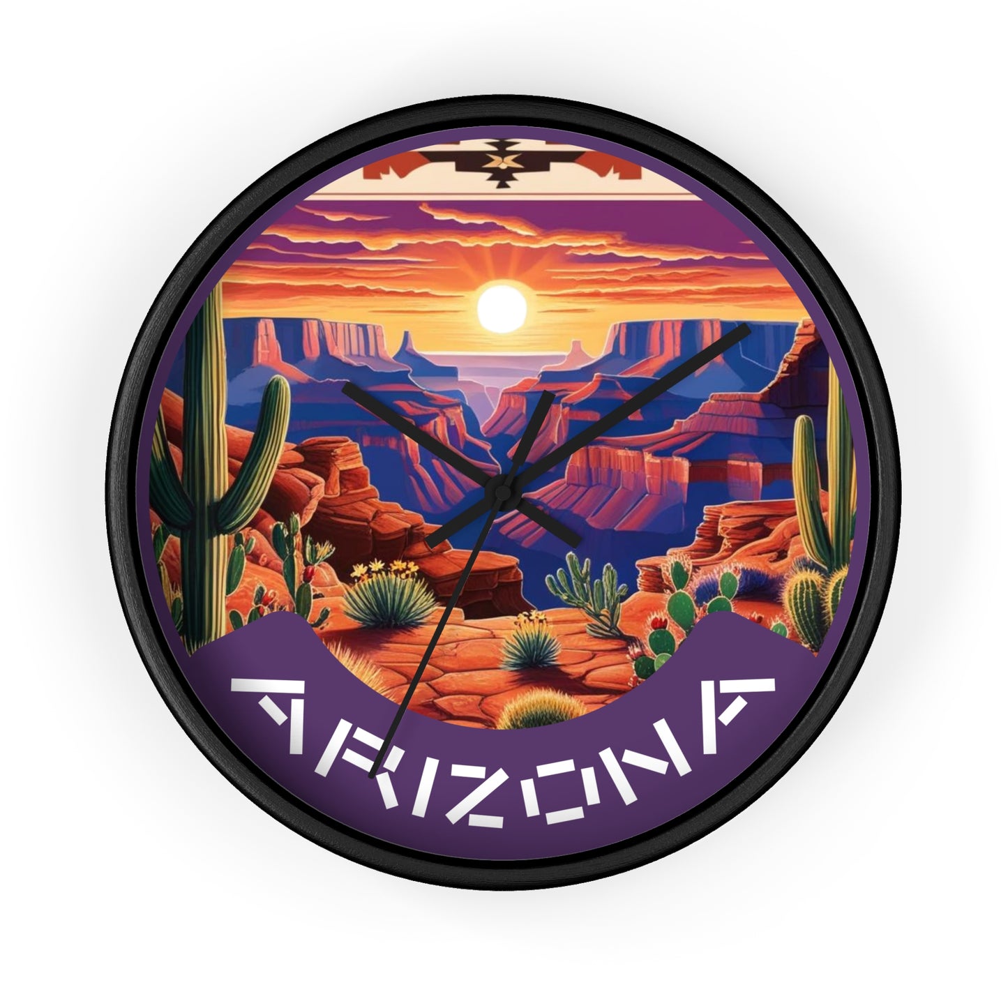 Desert Sunset Arizona Wall Clock - Vibrant Landscape Decor