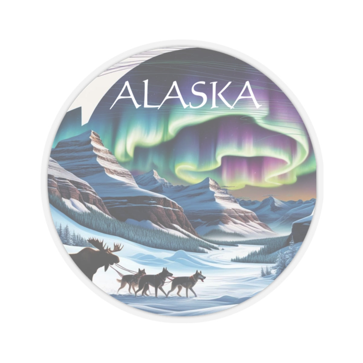 Alaska Aurora Kiss-Cut Stickers - Scenic Wildlife Design for Nature Enthusiasts