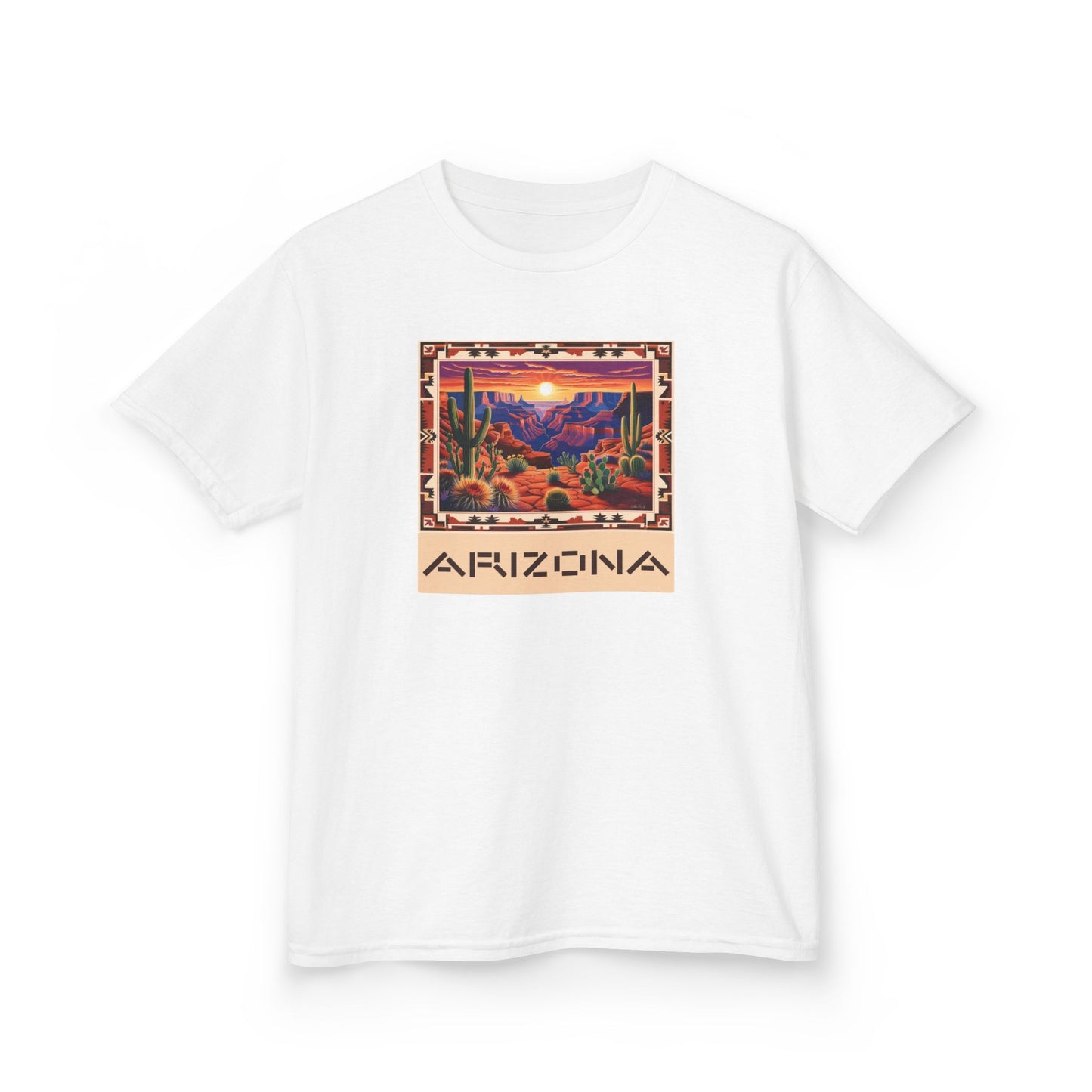 Arizona Kids Heavy Cotton Tee - Vibrant Desert Scene T-Shirt