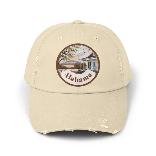 Alabama Distressed Cap - Unisex Vintage Style Hat for Outdoors & Celebrations