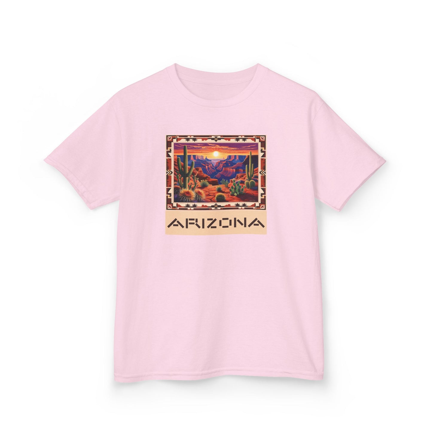 Arizona Kids Heavy Cotton Tee - Vibrant Desert Scene T-Shirt