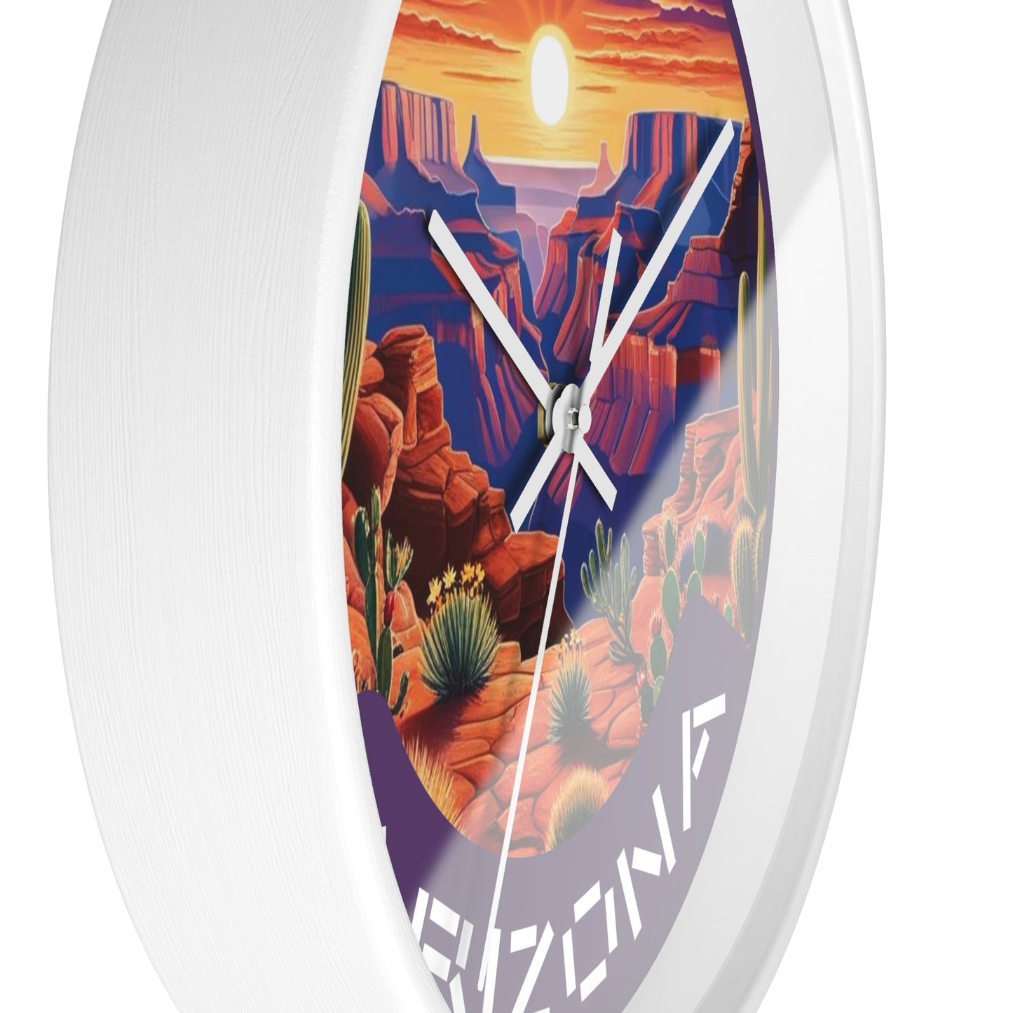 Desert Sunset Arizona Wall Clock - Vibrant Landscape Decor