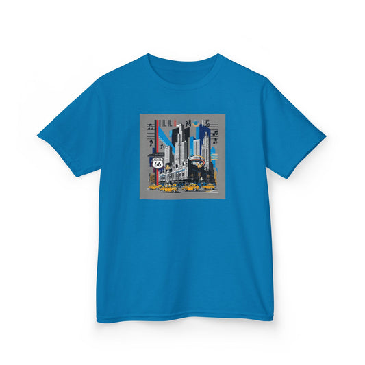 Route 66 Kids Heavy Cotton Tee - Fun Illinois Graphic T-Shirt