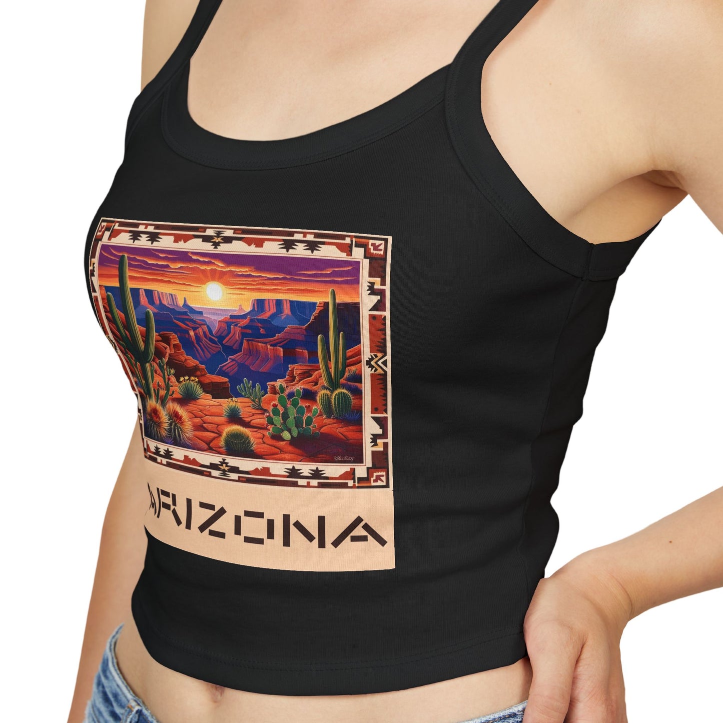 Arizona Sunset Women's Spaghetti Strap Tank Top - Southwestern Graphic Tee