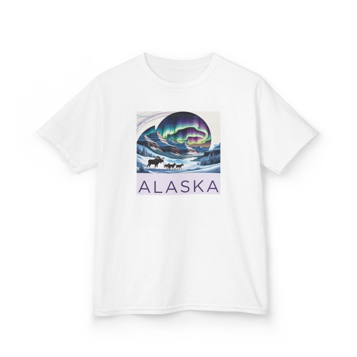 Kids Heavy Cotton™ Tee - Vintage Alaska Aurora Design