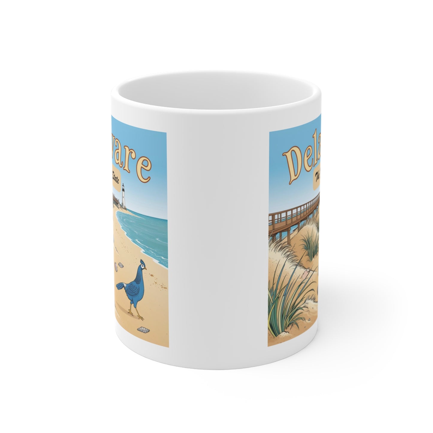 Delaware Coastal Scene 11oz Mug - Perfect for Beach Lovers and State Pride